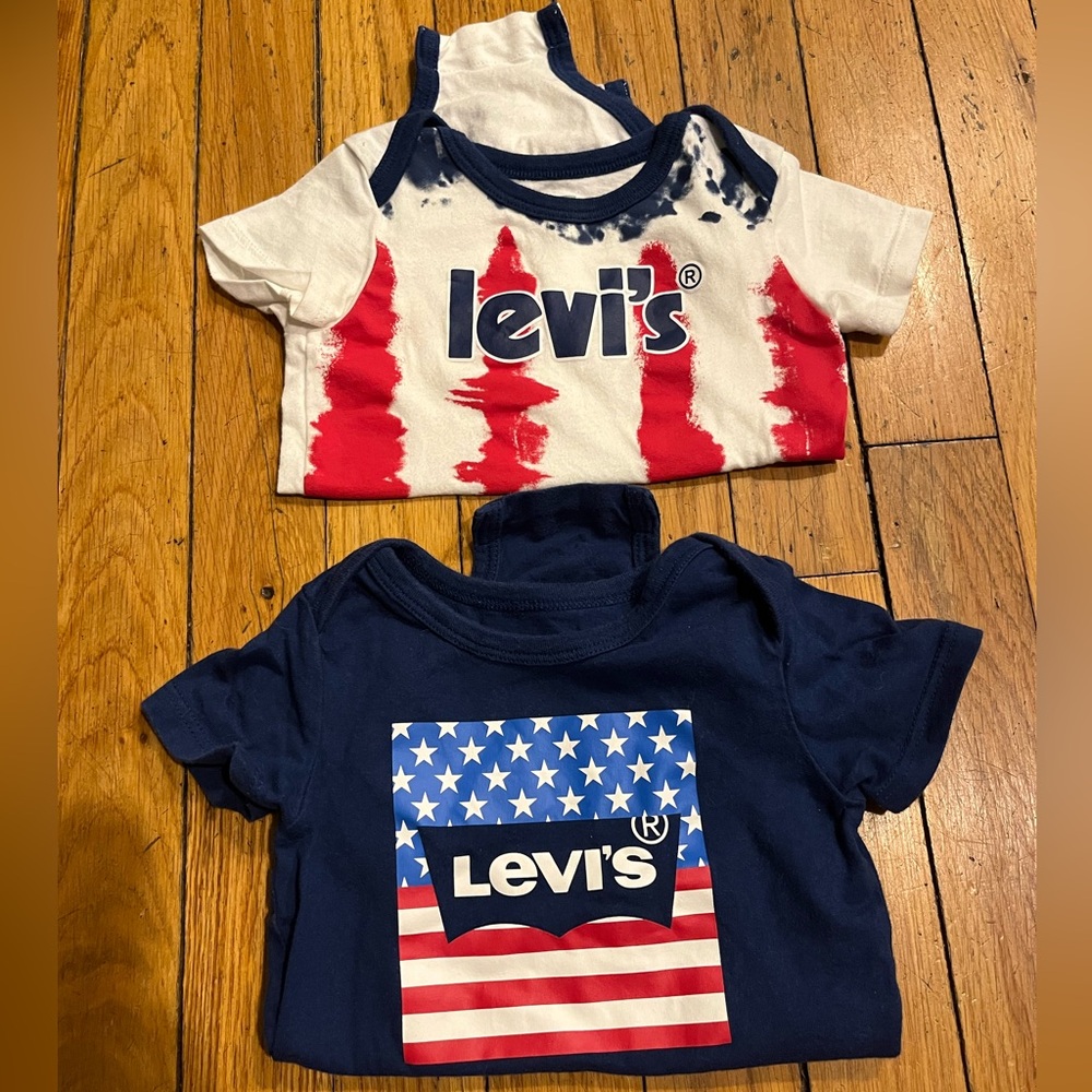 2 Levi's Kids Patriotic T-Shirts - Red, White, and Blue